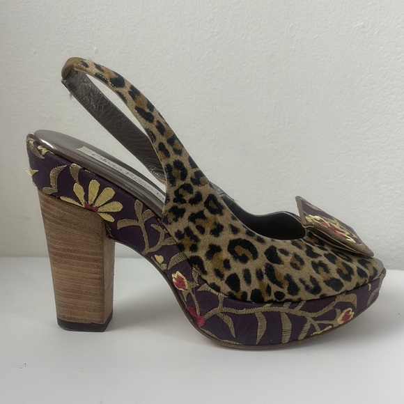 Olivia Rose Tal Floral Leopard Platform heel Size 38 - Picture 4 of 17